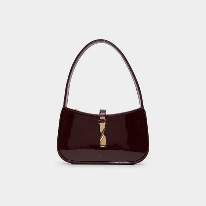 Glossy Chocolate Brown Shoulder Bag